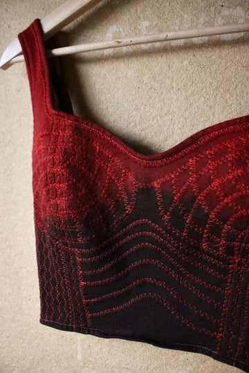 XS-Small - Charcoal Embers Continuum Corset Top - 100% thick heavy weight cotton french terry - Deadstock -Regenera-zhinh