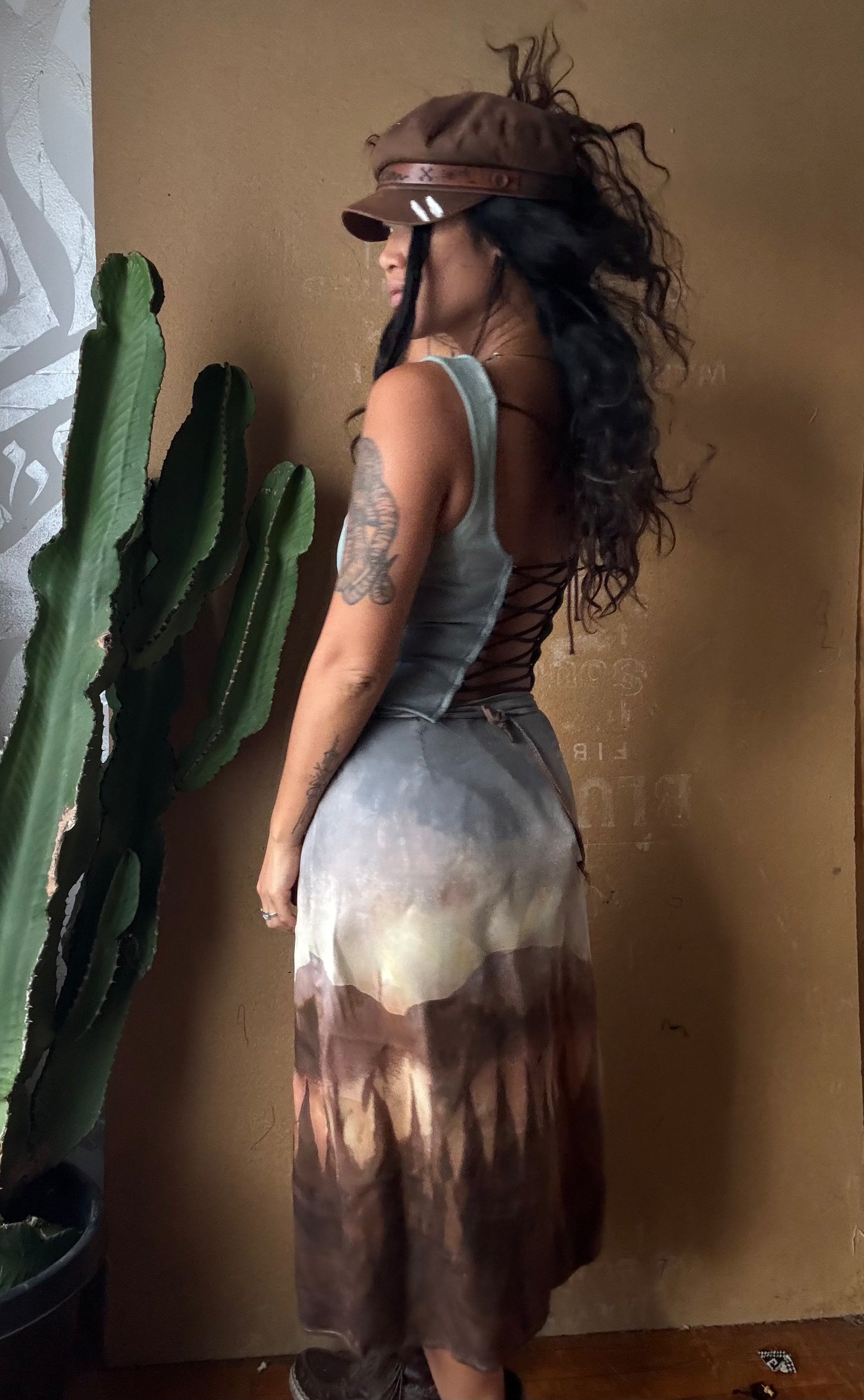 S - Celebration Of Life - Light Blue Corset Top - Full Length - 100% Heavy Weight Cotton French Terry - Deadstock Fabric