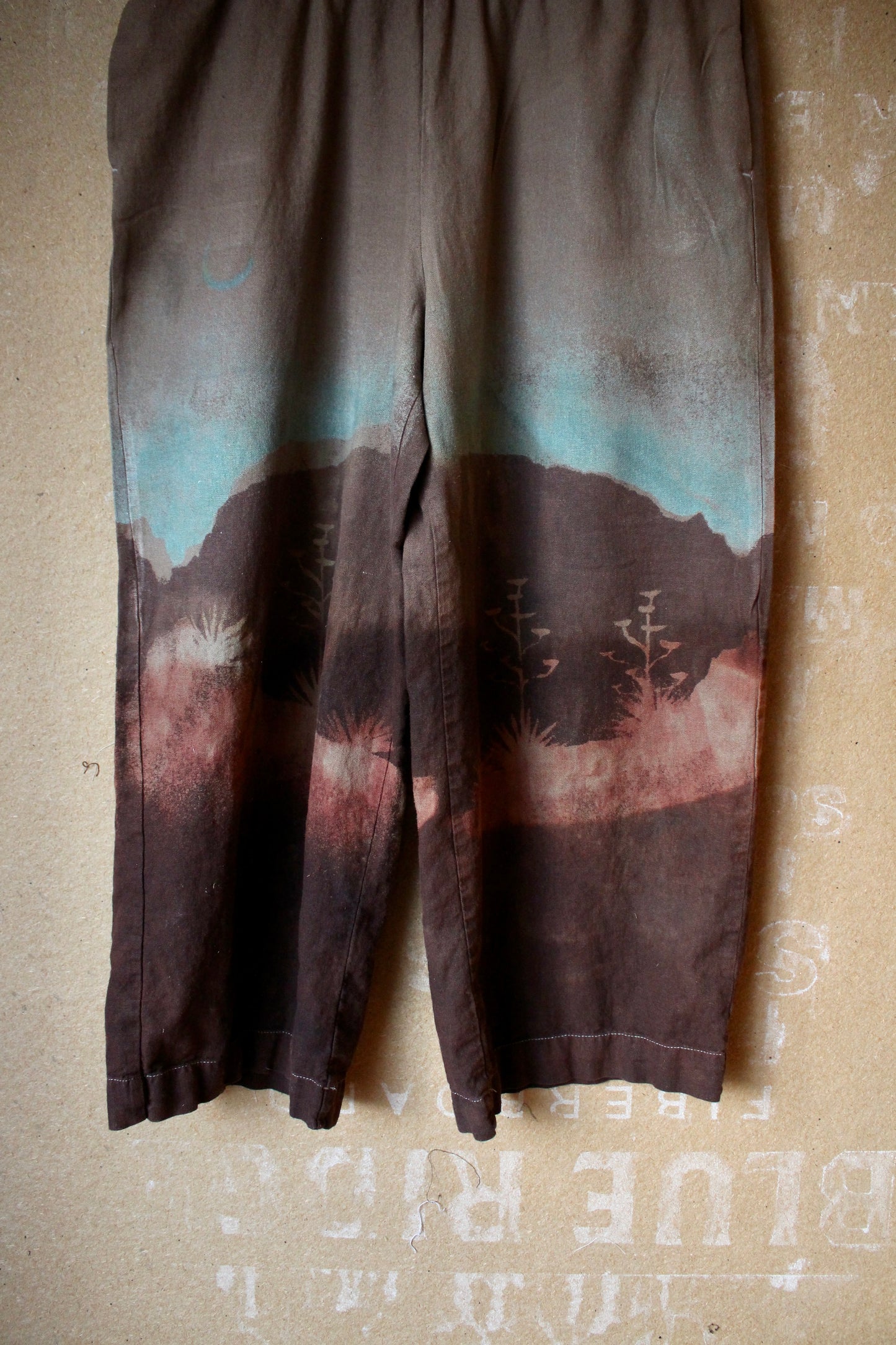 SIze 6/8 M/L - OOAK Desert Horizon Blues Pants- Stretch Waist Fits size 6 , 8