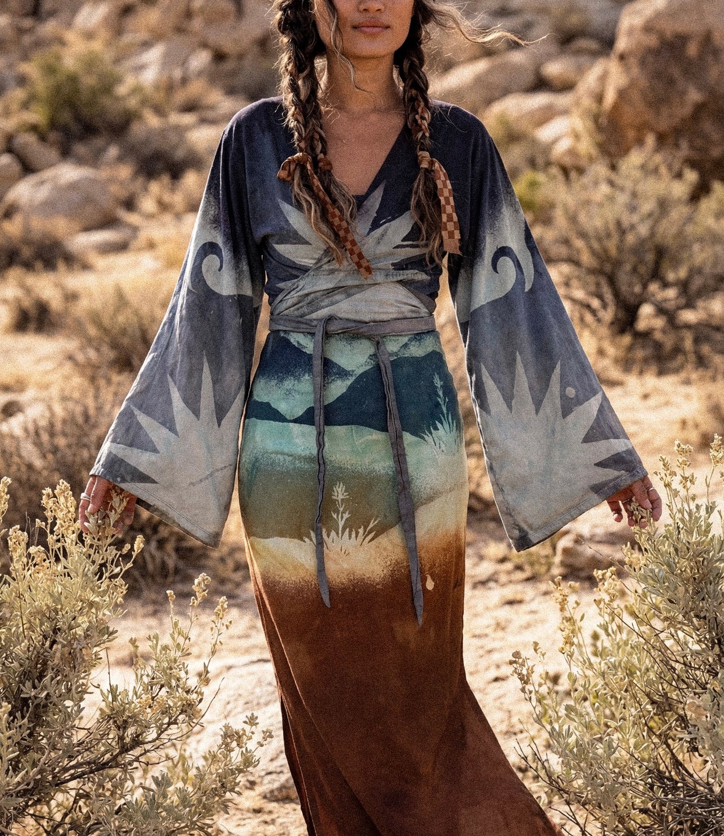 Pre-Order (MTO) - Midnight Dream Swirl Kimono Wrap Top - 4-6 weeks- XS-XL Made from Lotus waste fabric- Milky soft