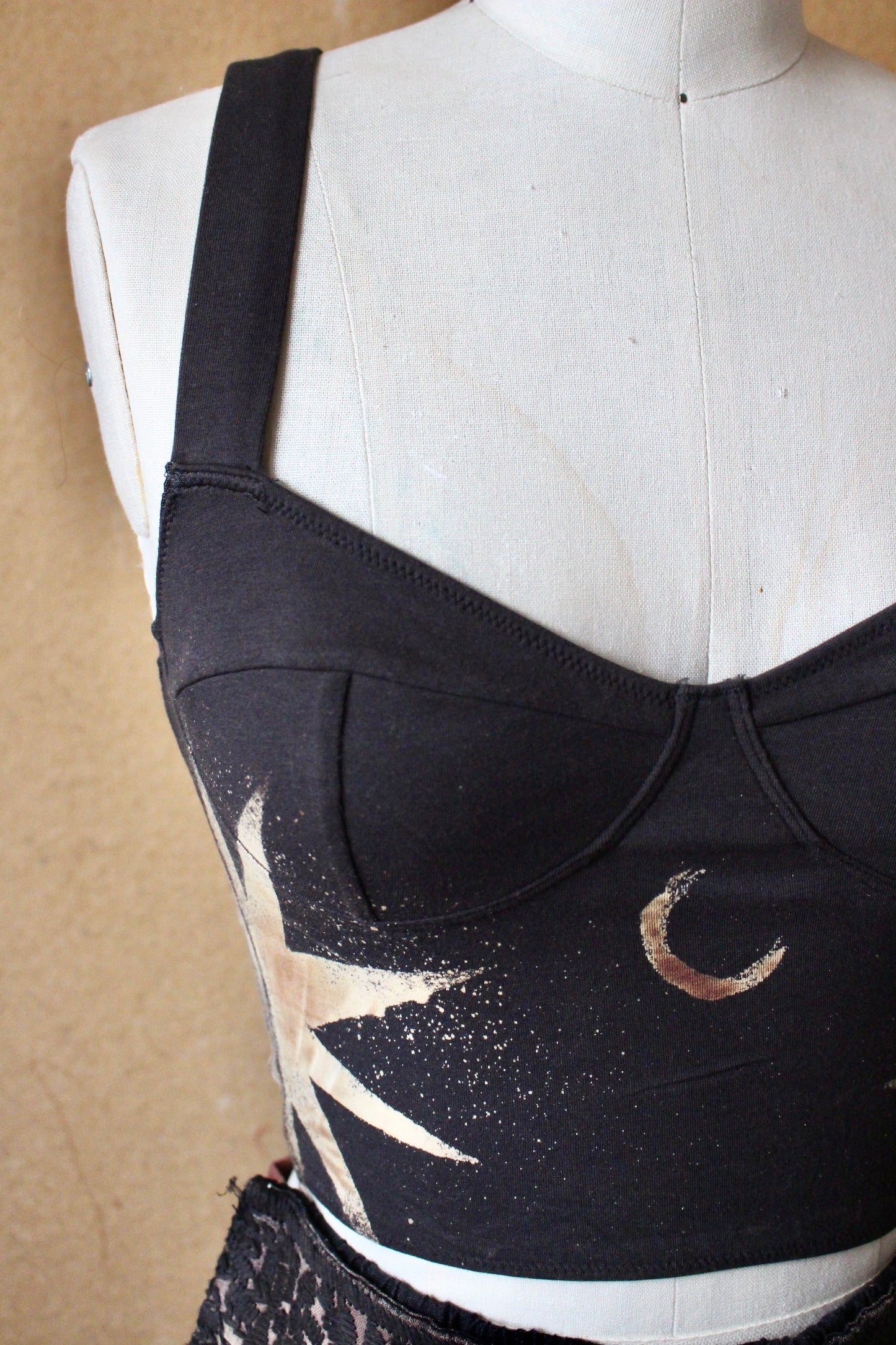 Black Star- 2 WEEK MTO (Made to Order) - Cotton Corset Bustier Pull over Tank Top- 90% Organic Cotton, 10% Elastane - 4 way stretch
