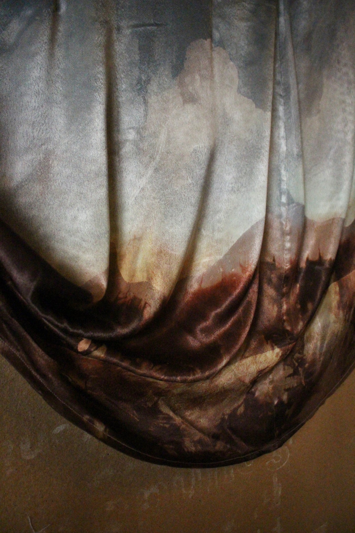M/L- Autumn Fermenting - Landscape Tapestry Wrap Skirt- Made from Orange agricultural waste fabric "silk"