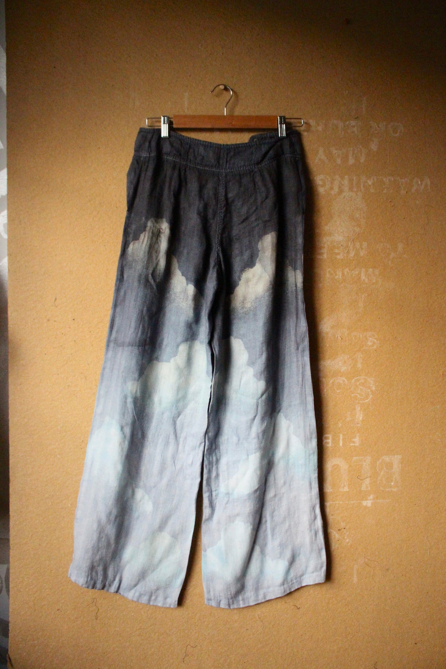 Size 4 (S/M) - Blue Skies Pants - Long- Unique Button Style - upcycled