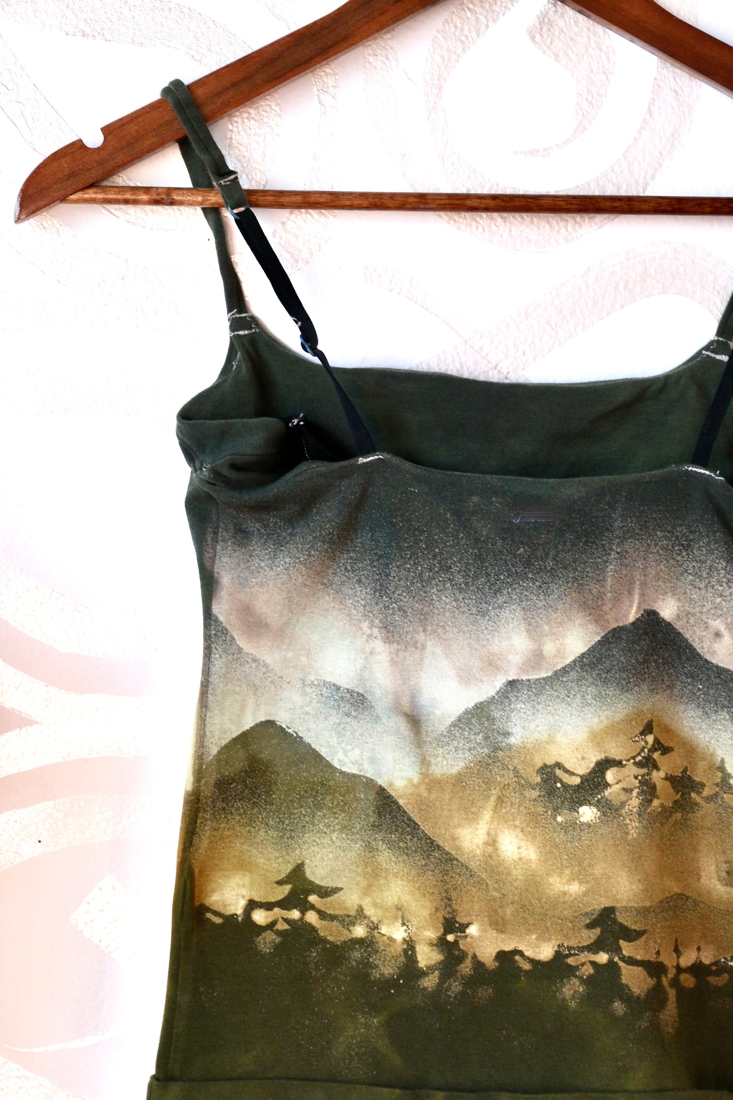 Small - ECLIPSE Over the Mountains-  Cami Tank Top - 91% organic cotton and 9% elastane