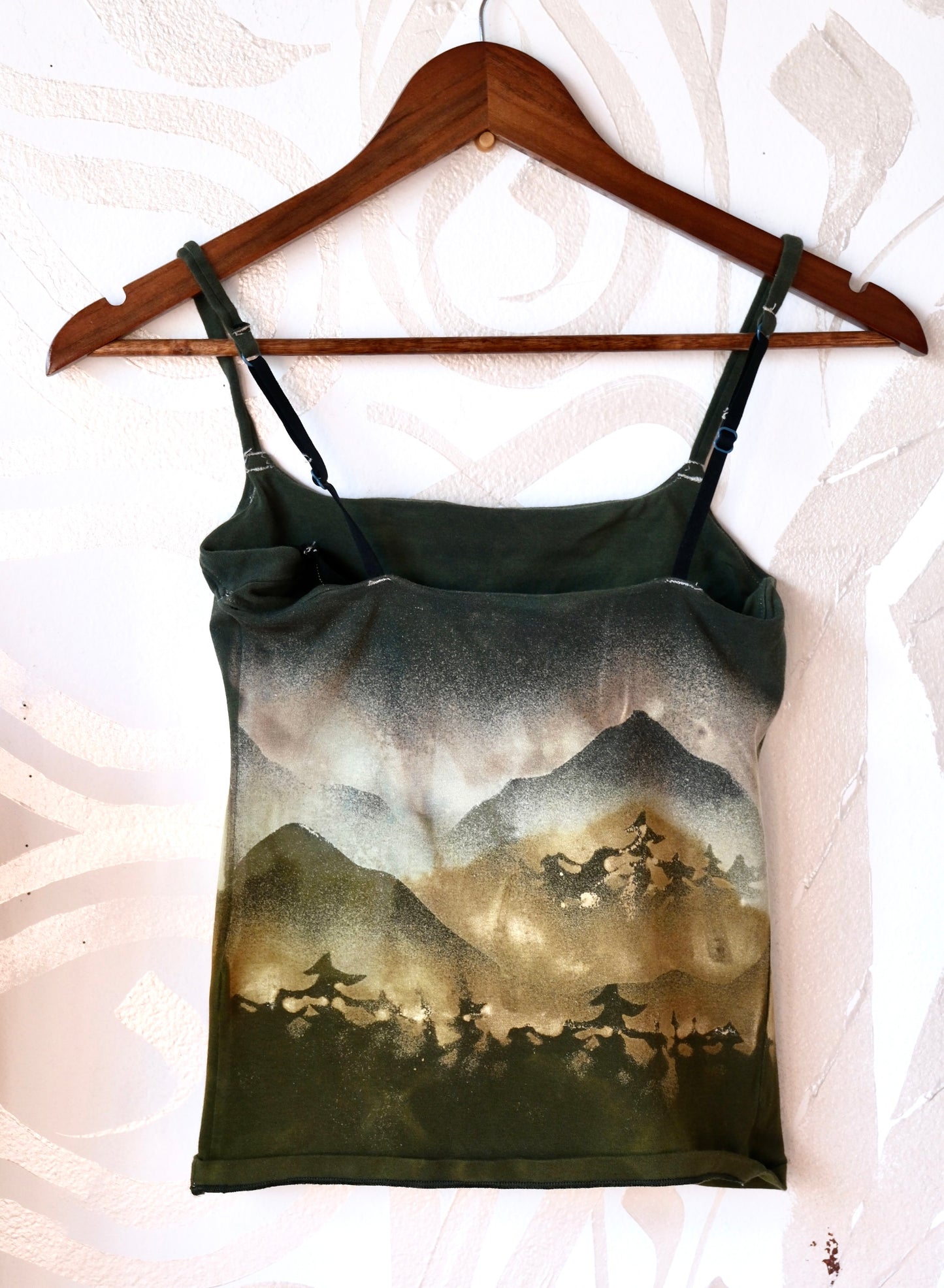Small - ECLIPSE Over the Mountains-  Cami Tank Top - 91% organic cotton and 9% elastane