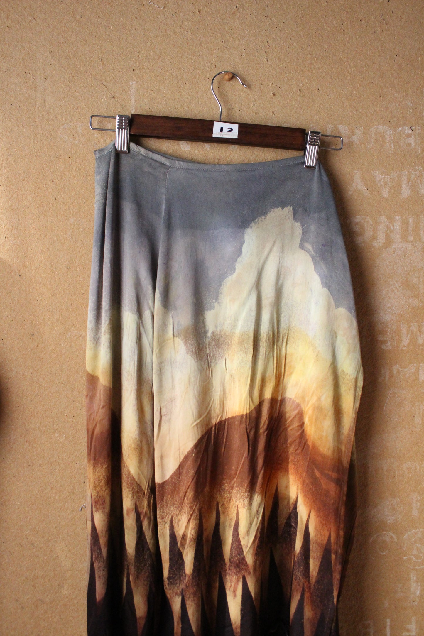 S/M Orange Peel Waste Silk Wrap Skirt  - On sale ( dye mistakes in clouds Marked down)