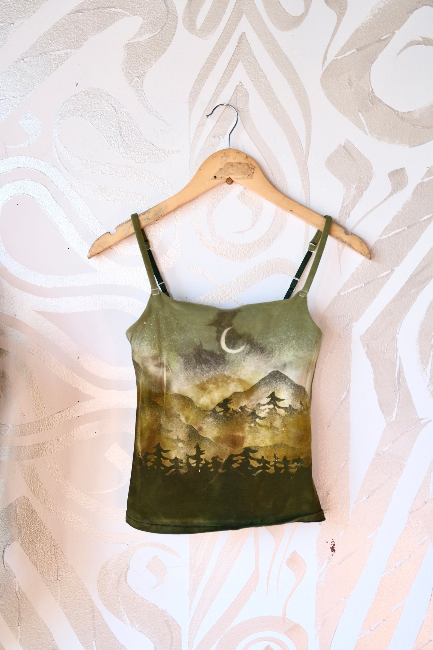Small- Olive Skies Mountain Hike - Cami Tank Top - 91% organic cotton and 9% elastane