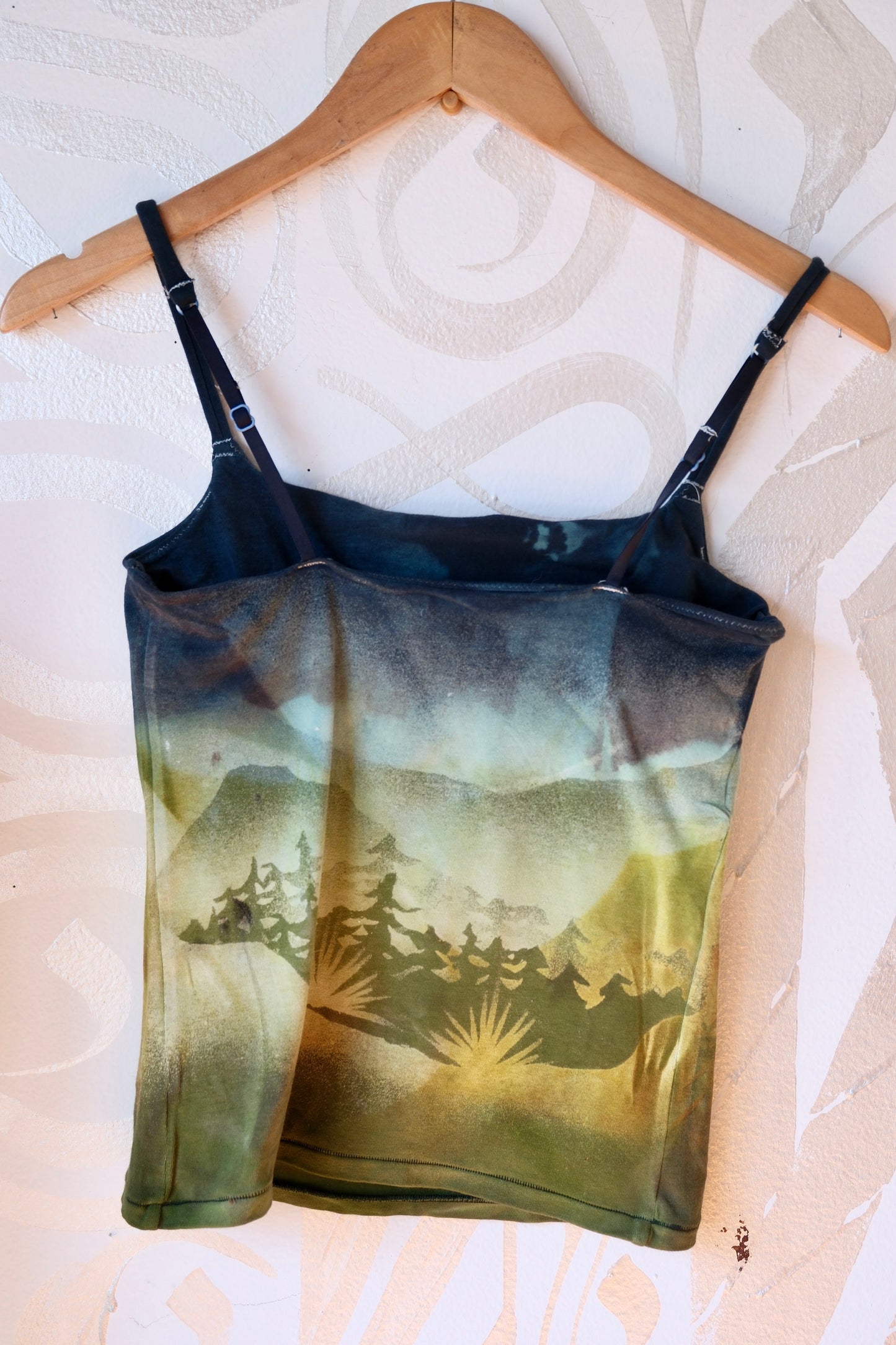 Medium- Emerald Mountains-  Cami Tank Top - 91% organic cotton and 9% elastane
