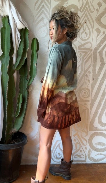 S/M - Canyon Desert Day - Wrap Top - Lotus waste vegan "Silk"