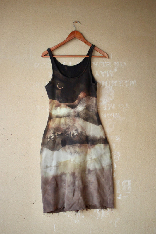 Small - Gloomy Day Tank Dress - OOAK Semi Mini dress - 100% French terry cotton - deadstock