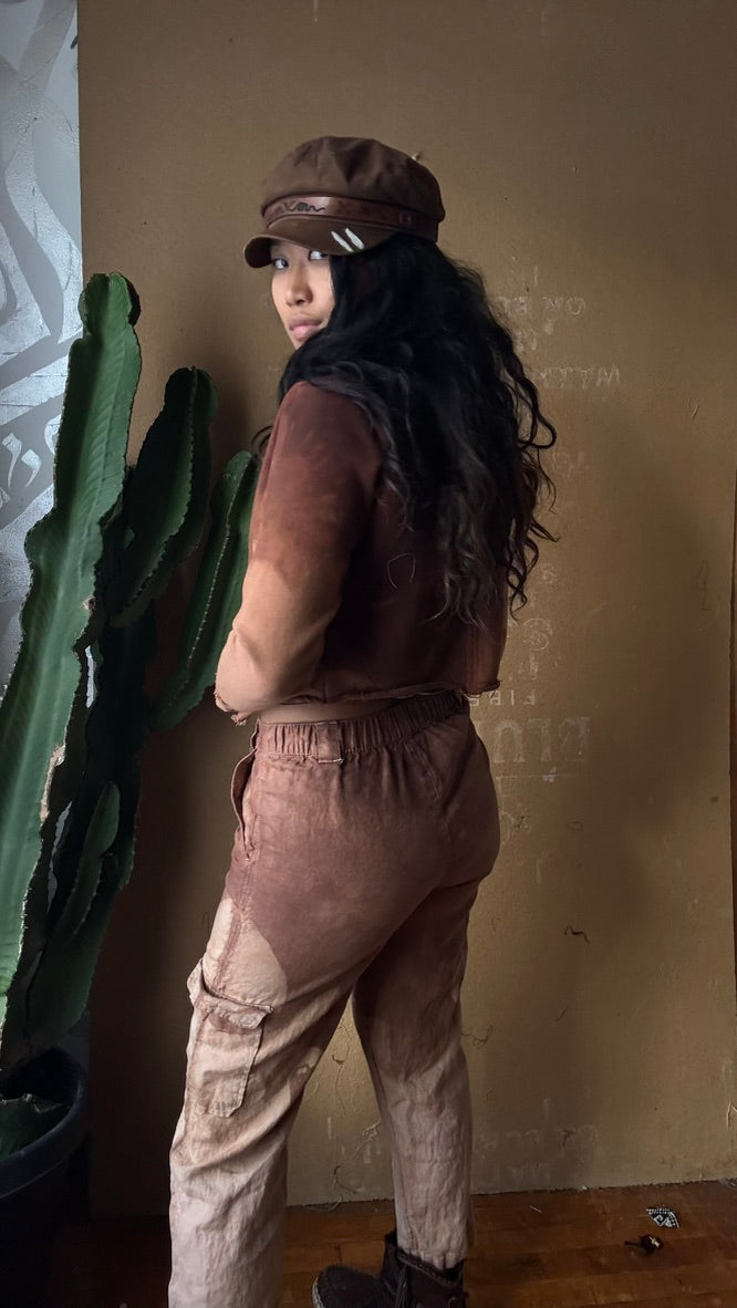 XS/S - Earthen Clay Jacket - Cropped Cadet Jacket  - 100% Organic heavy weight cotton french terry