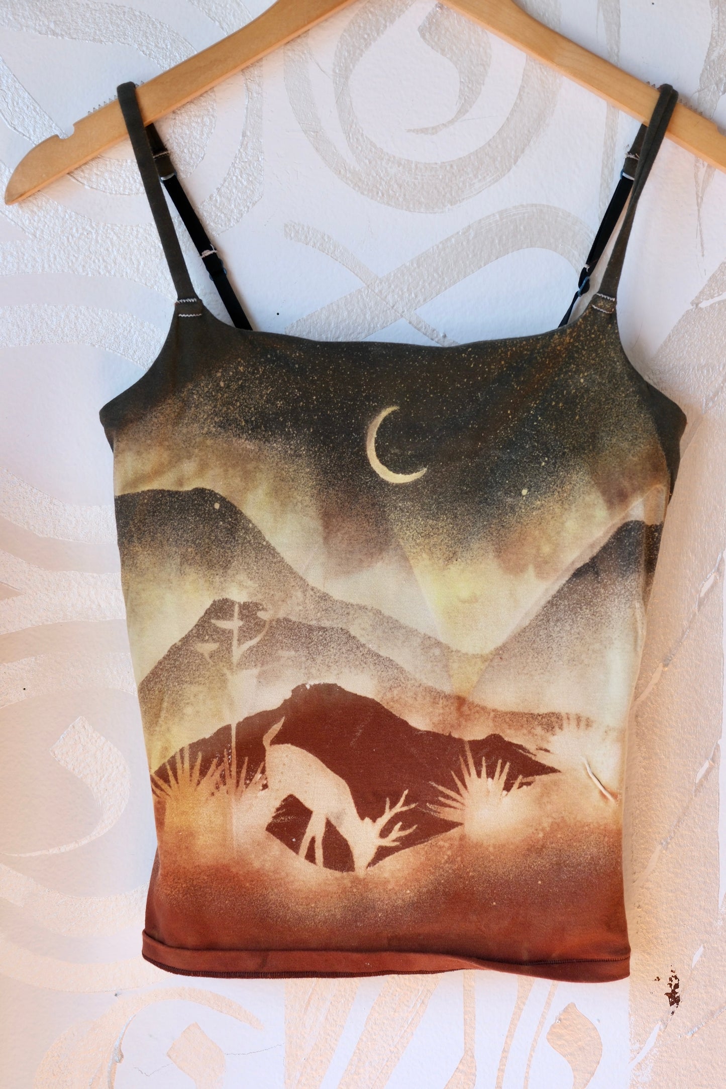 Medium-Stark Night Deer- Cami Tank Top - 91% organic cotton and 9% elastane