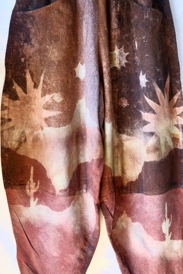 S/M -  Oxidation of the World/Canyon Star Burst -Kala Cotton Parachute pants - made from 100% Organic Kala Cotton