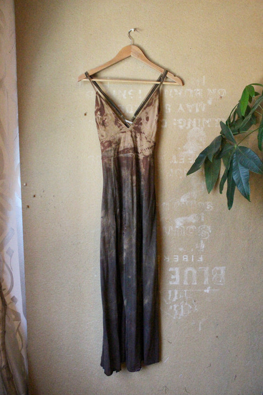 Large- OXIDATE Slit Dress 5- Made from Bamboo/Cotton/Spandex - Short length (dress for 5.5ft and shorter ) Hand painted - hand dyed & heat set