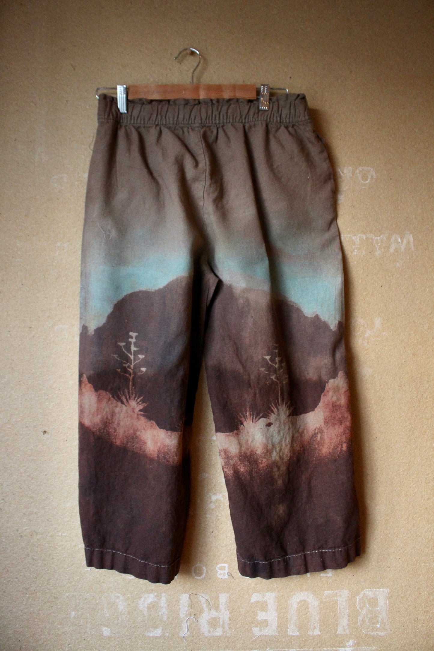 SIze 6/8 M/L - OOAK Desert Horizon Blues Pants- Stretch Waist Fits size 6 , 8
