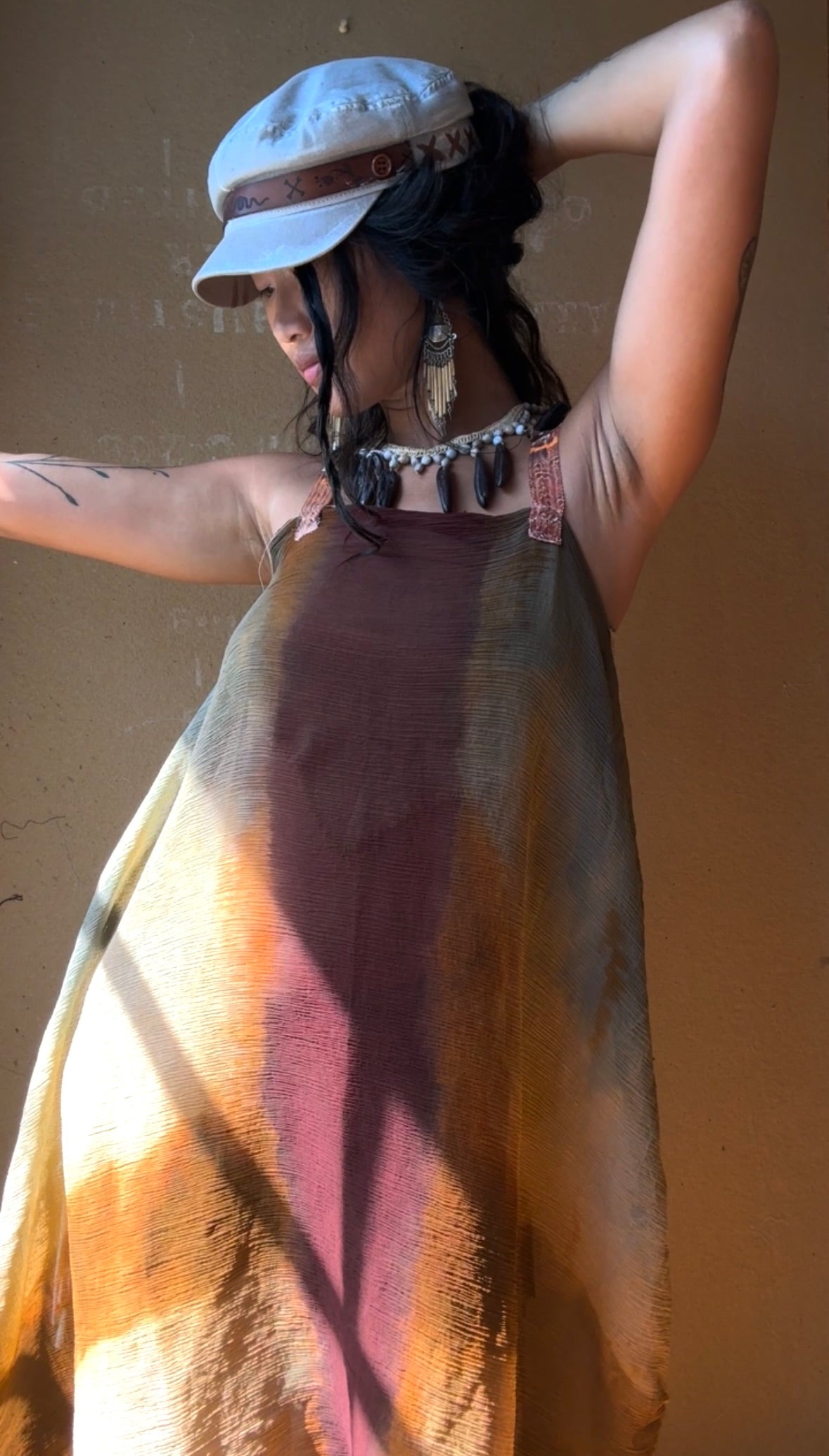 S/M- OOAK - Feather Drape Top - Reversible 100% Silk Chiffon ( deadstock)