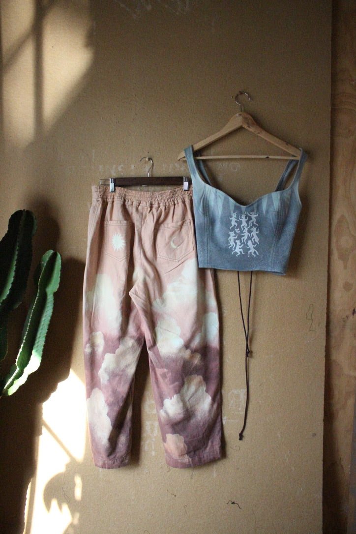 Medium/Large - Blush Cloudy Day Puddle Pants - Heavy duty 100% Cotton CAnvas - A Zhinh Original design pants - Regenerazhinh