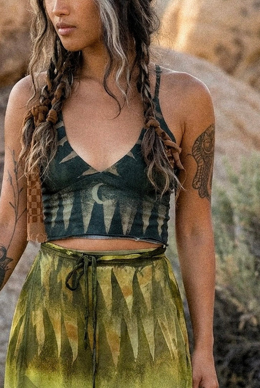 Small - Moon Mountainous Bustier tank top - 96%cotton 4% Spndx