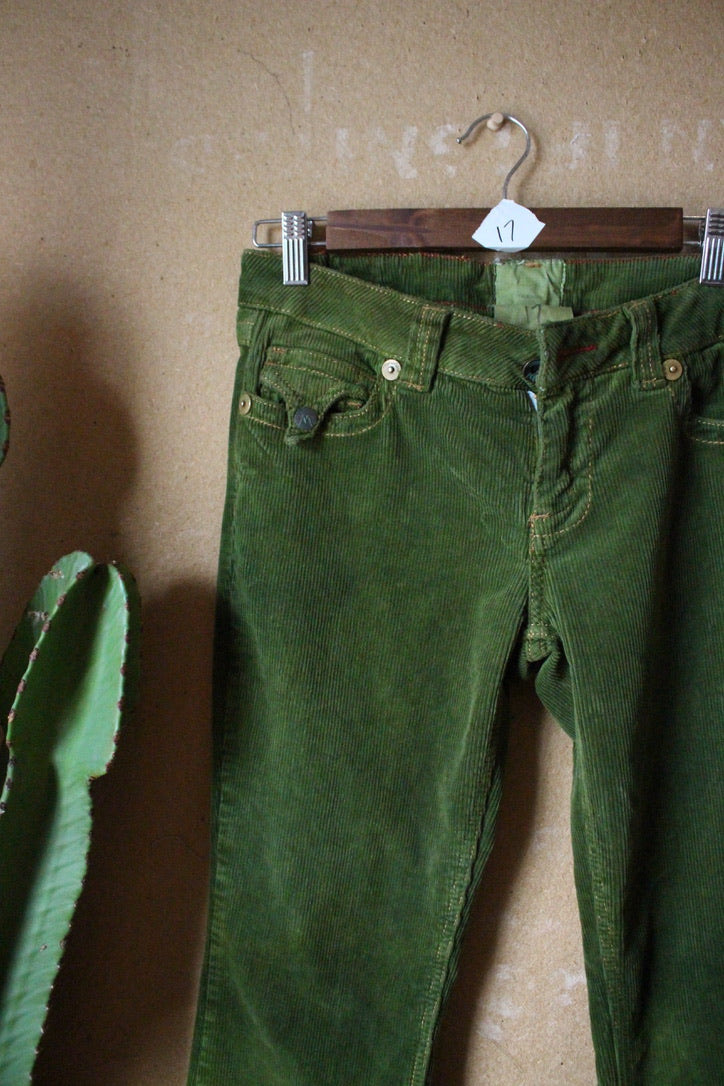 Size 4  -  Emerald Ombre  - 100% Cotton Cordurouy Pants - Low Riders