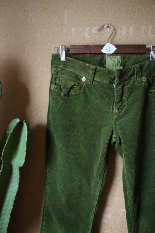 Size 4  -  Emerald Ombre  - 100% Cotton Cordurouy Pants - Low Riders