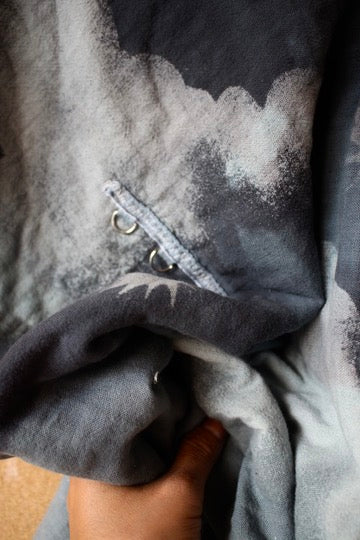 S/M/L/XL - OOAK - The thick Blanket Henka Dress - CLoudy blue skies Henka Dress - -Tie back Heavy heavy weight cotton gauze - 100% Cotton GAuze - 3 layered cotton gauze - Perfect for camping - like a blanket HEnka