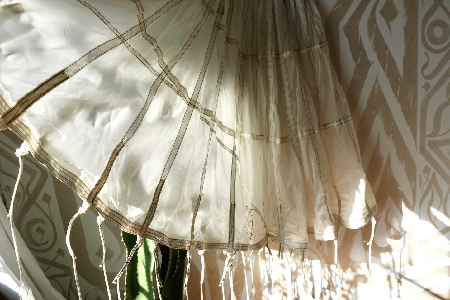 RARE White Vintage Army Parachute Maxi Skirt -Small - OOAK -RARE - Zipper