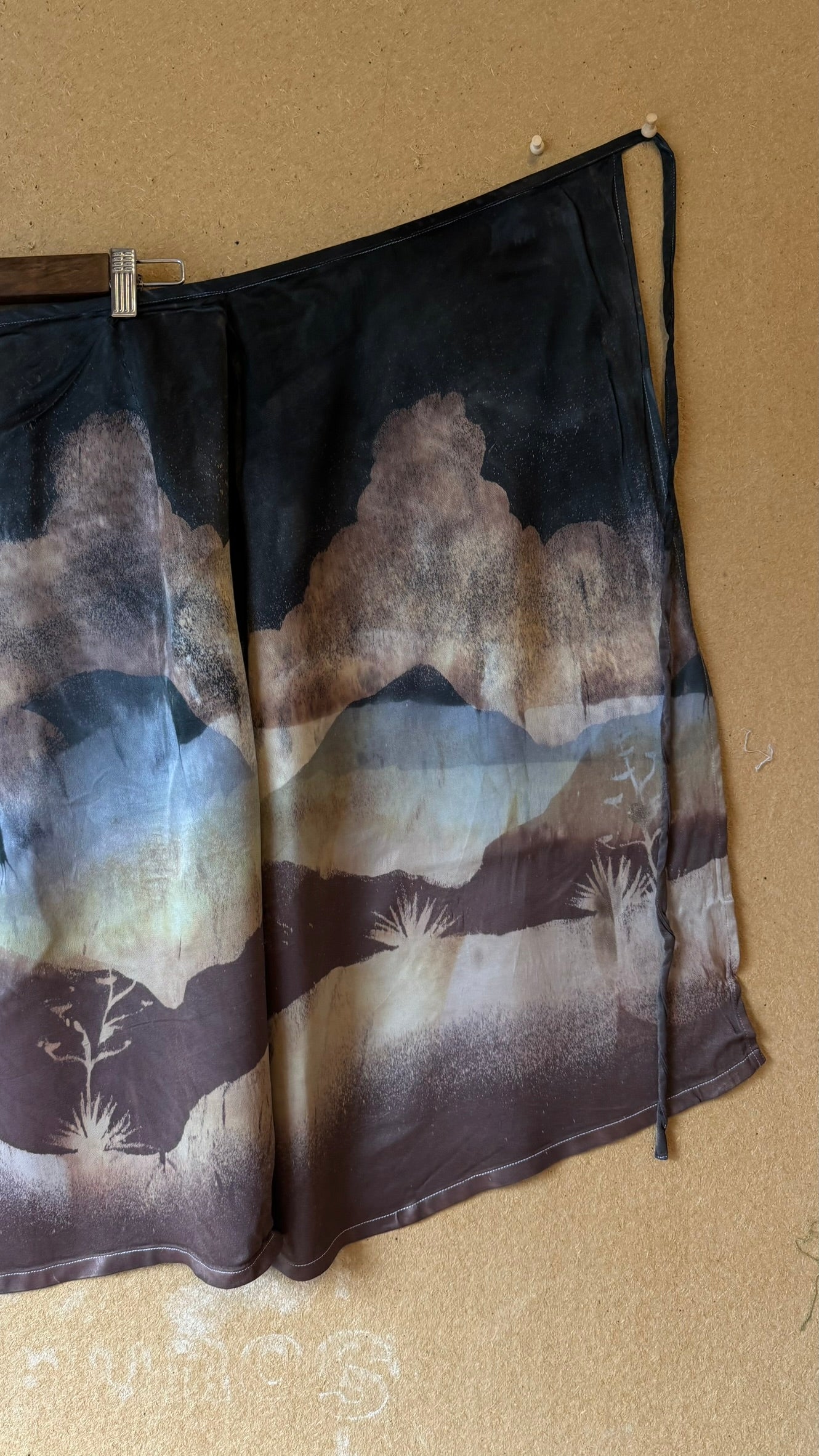 S/M Storms Coming Tapestry Wrap Skirt - Made from Orange peel cellulose waste "Silk" - Luxurious fabric - OOAK