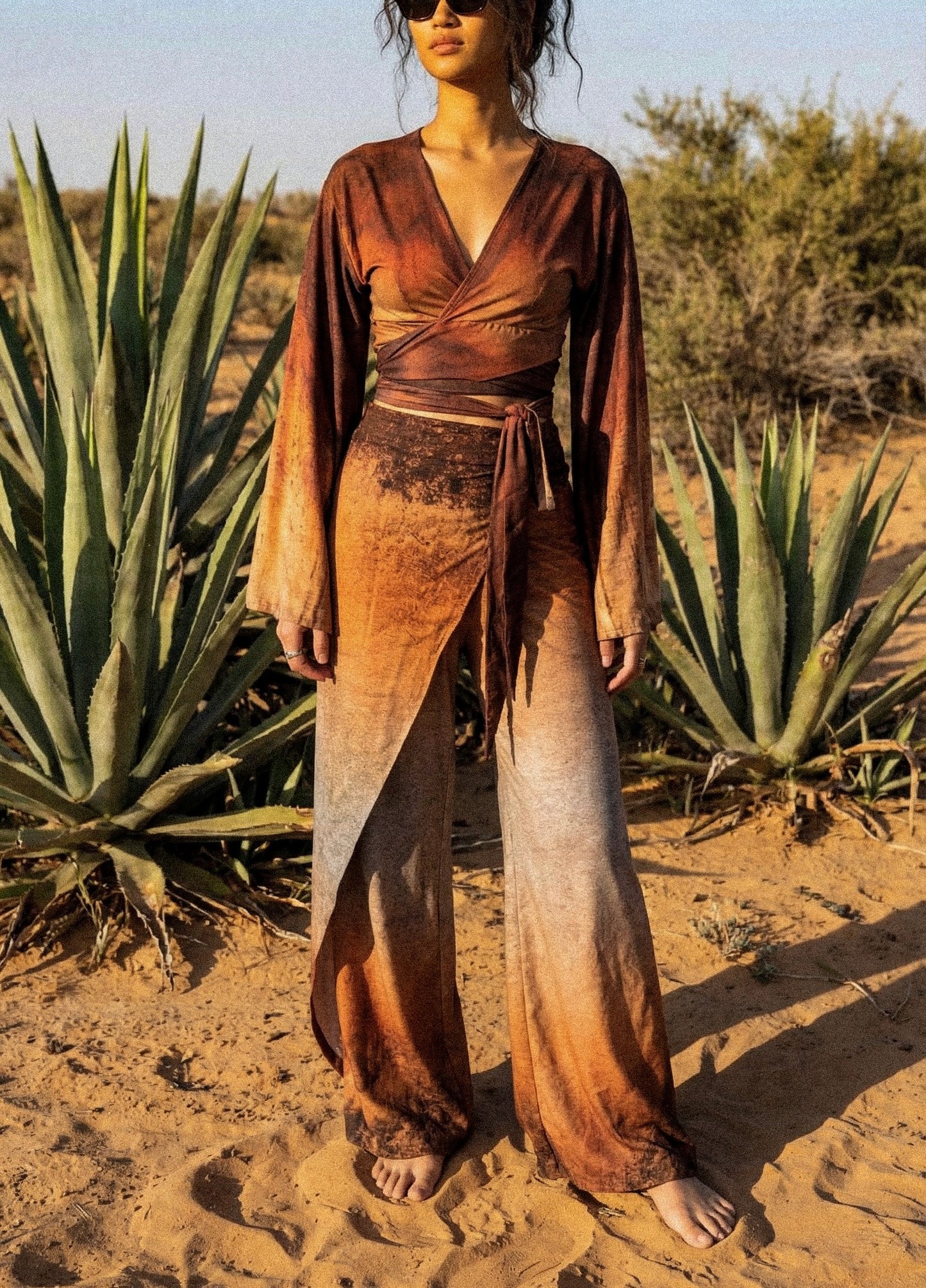 1 PRE-ORDER Slot - OXIDATION Of the World - Kimono Wrap top - Rusty Sign in Thailand - Milky Lotus Waste Fabric- XS/S  S/M.  M/L