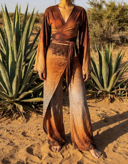 1 SMALL -Ready to Ship-New Printed Origami Pants - OXIDATION of the World - 100% Organic Kala Cotton - handwoven- Rain fed Cotton