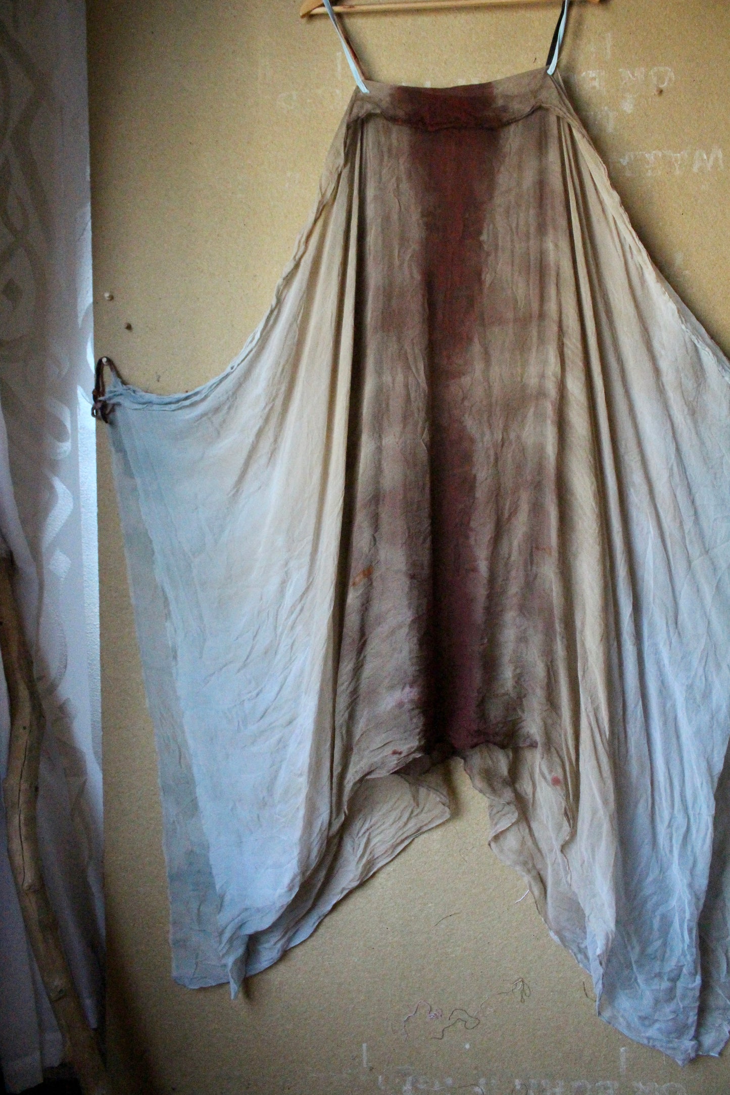 Free size - Aura EXPANSE 100% Dead stock Silk Chiffon Cover up translucent dress - Adjustable straps- Finger straps for wings