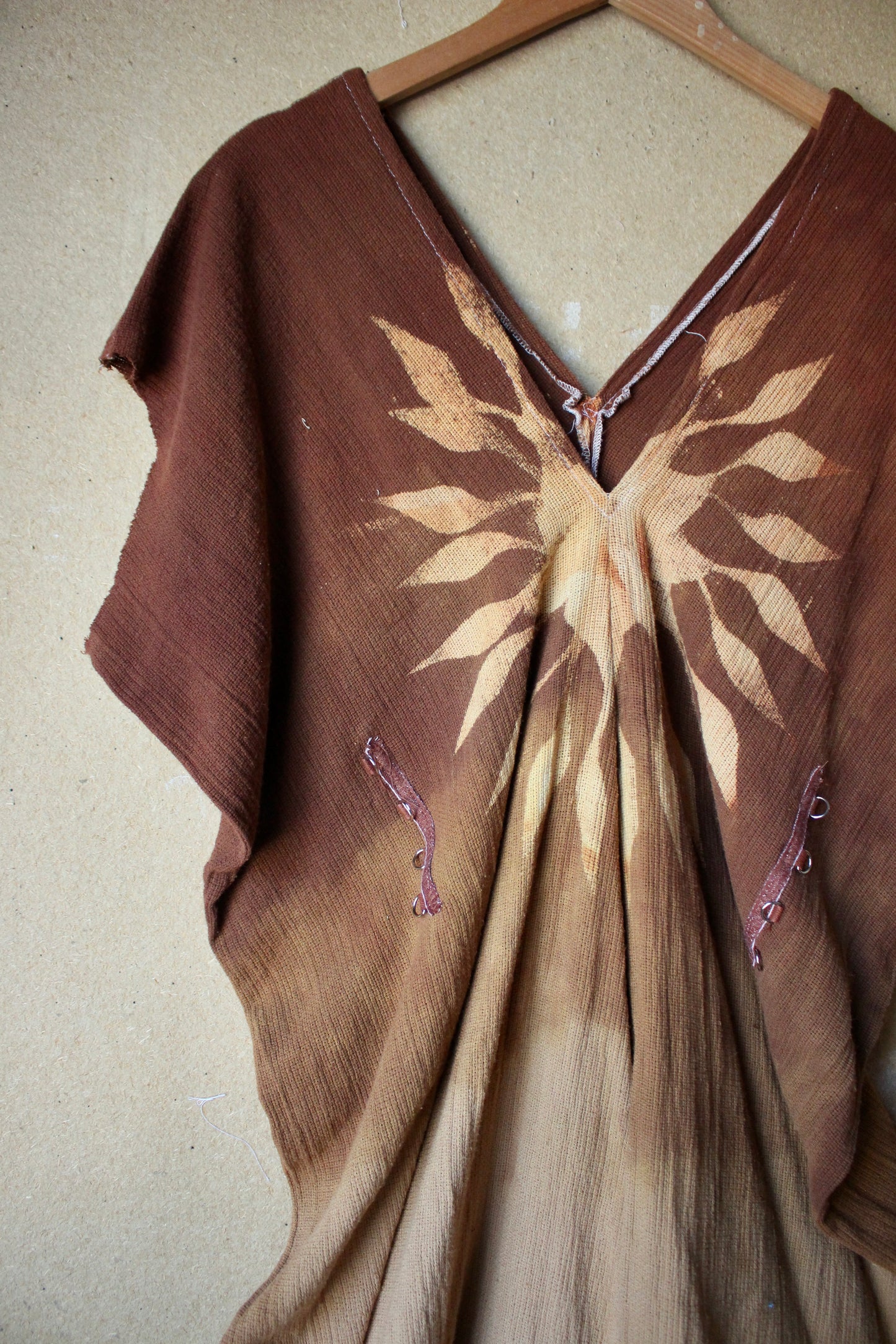 New! RTS - Rustic Solar Sun Dress Henka Dress 3 -Fits S/M/L (Regular size) -Maxi- Ready to ship- with Tie back Rope
