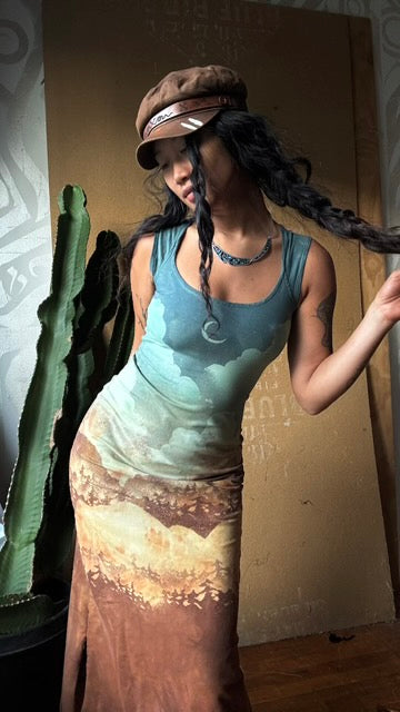 Small/Medium- OOAK Mountain hike - Basket Dress -94% Cotton 6% Cotton Heavy weight Thick Stretchy