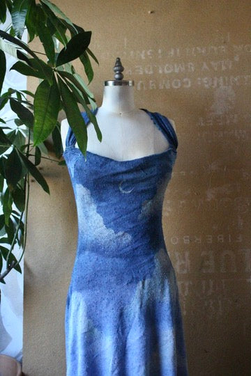 Small - New Blue SKies Dress - MINI Dress - Recommend for 5.4ft and under - Deadstock Fabric - 100% knitted Cotton