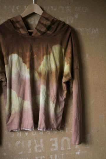 Small- Mustard/Mauve/Clay Skies -Slouchy Long sleeve Hoodie  - Oversized Hoodie - 100% oRganic cotton
