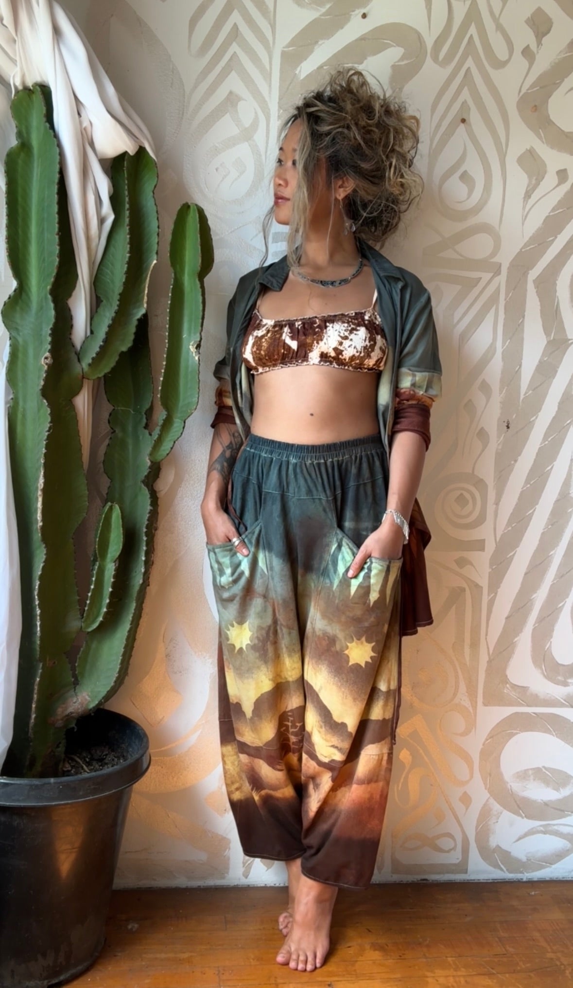 S/M - Canyon Desert Day - Wrap Top - Lotus waste vegan "Silk"