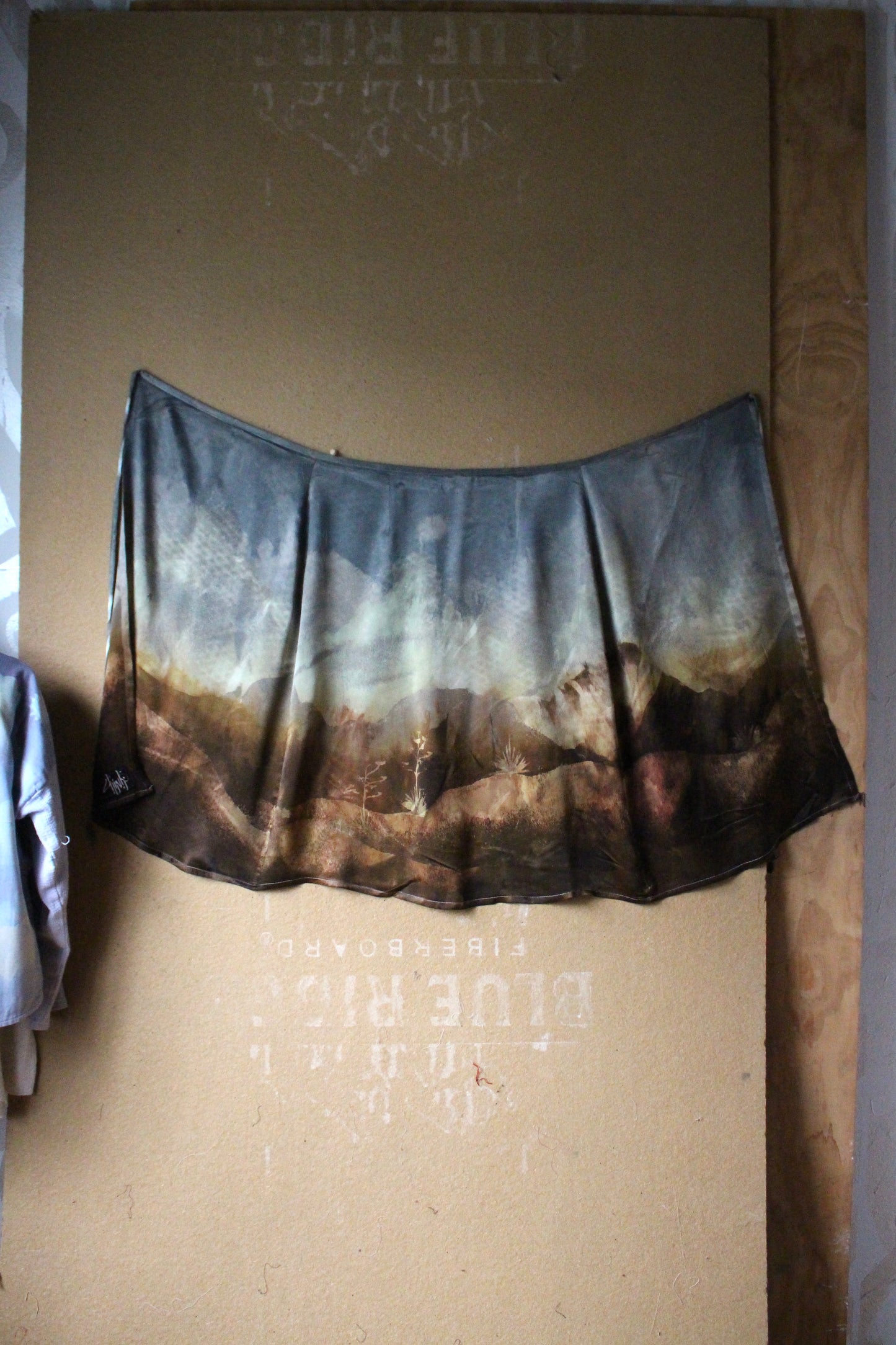 M/L - Look For the Silver Lining - Landscape Tapestry Wrap Skirt - Orange peel agricultural waste "silk"