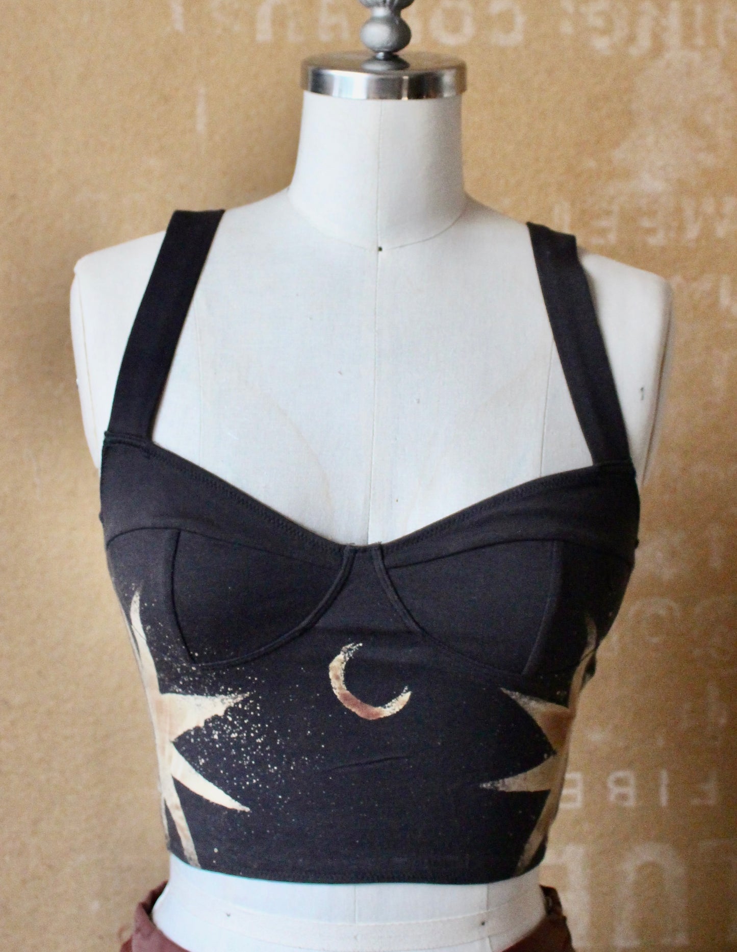 Black Star- 2 WEEK MTO (Made to Order) - Cotton Corset Bustier Pull over Tank Top- 90% Organic Cotton, 10% Elastane - 4 way stretch