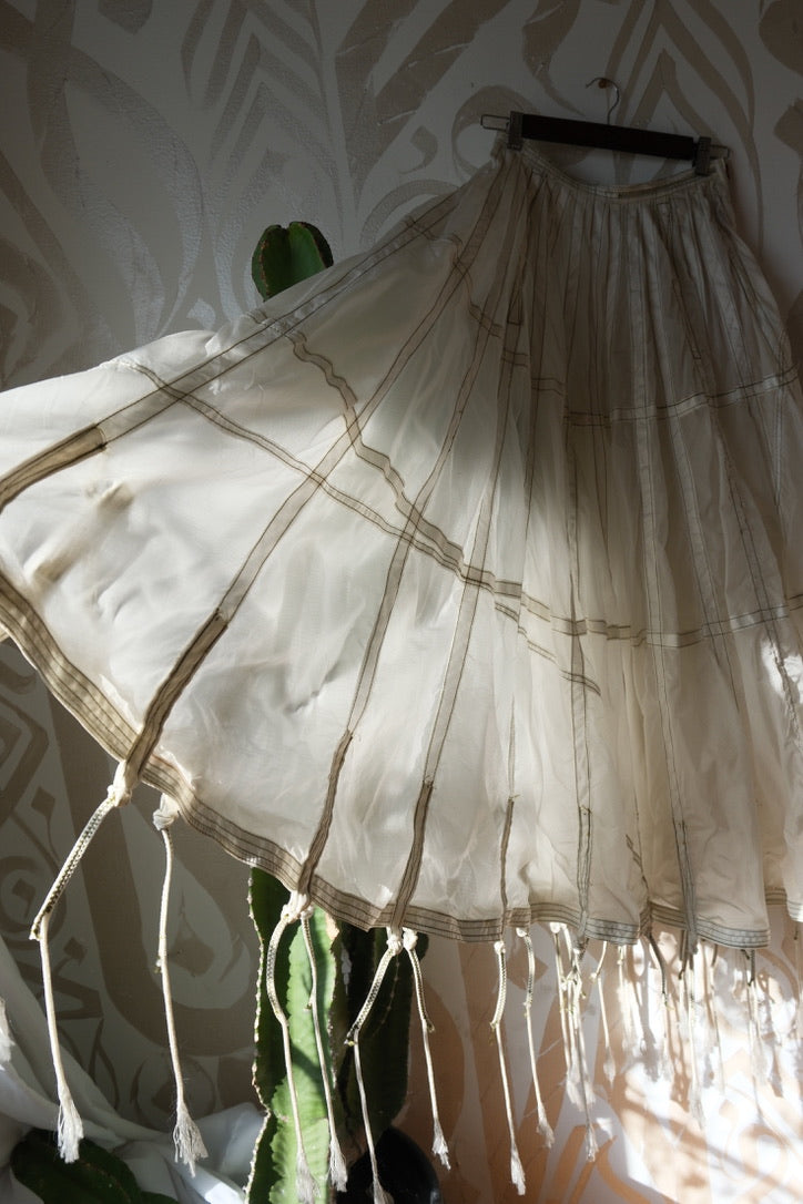 RARE White Vintage Army Parachute Maxi Skirt -Small - OOAK -RARE - Zipper