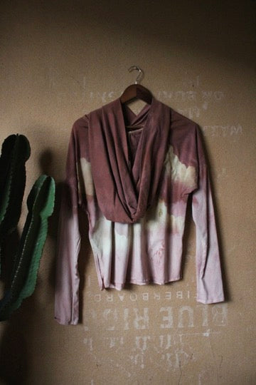 Small - Muave CLoudy Skies - Grest for traveling- Slouchy Long sleeve Hoodie  - Oversized Hoodie - 100% oRganic cotton