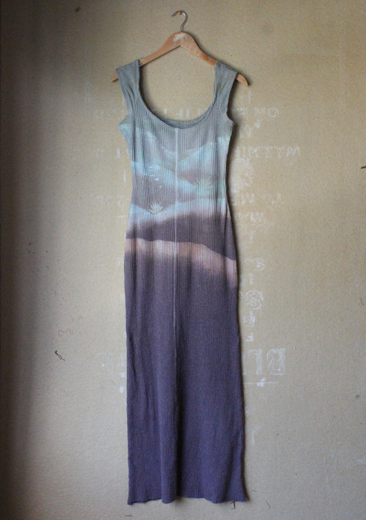 Medium/Large - Misty Soothe Maxi Dress - Made from Dead stock Lightweight Textured Thermal Cotton