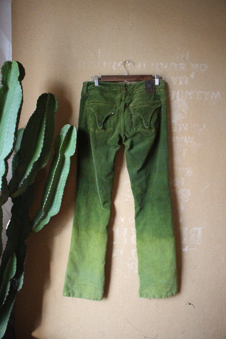 Size 4  -  Emerald Ombre  - 100% Cotton Cordurouy Pants - Low Riders