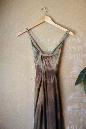 Small - OXIDATE Slit Dress 1- Made from Bamboo/Cotton/Spandex - Short length (dress for 5.5ft and shorter ) Hand painted - hand dyed & heat set