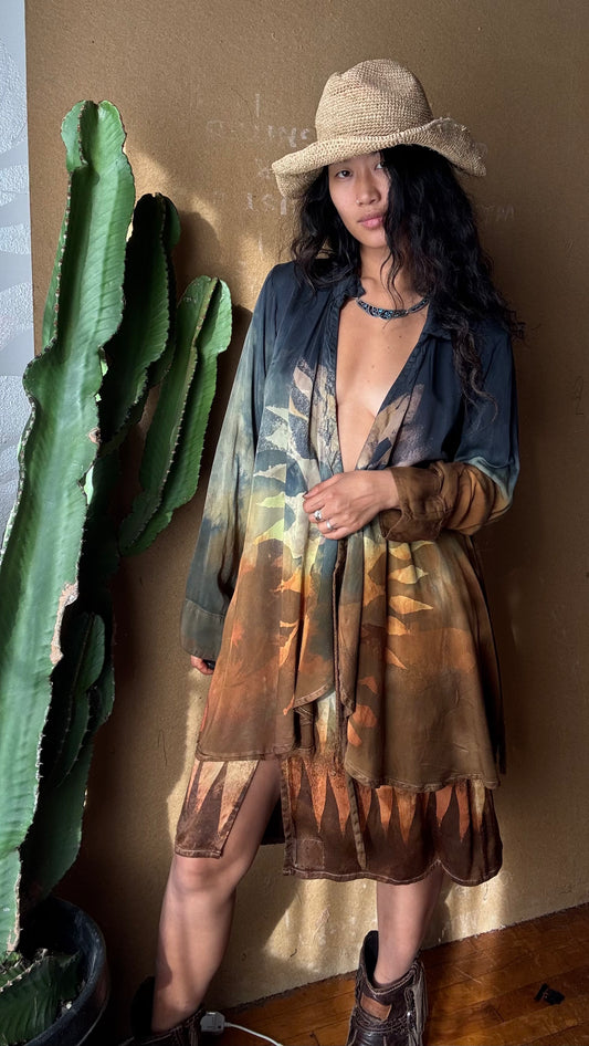 S/M - Grand Risings Wrap Top - Lotus agricultural waste silk- vegan silk - Milky soft- fluid - medium weight