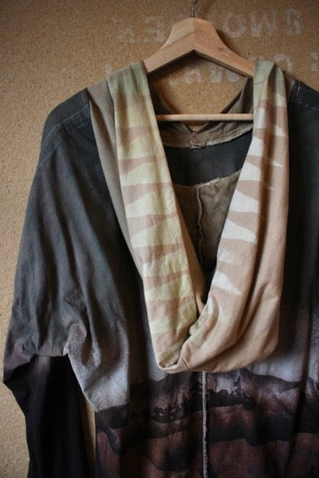 Medium - Rainy Monday Rising In the Mountains - Slouchy Long SLeeve Oversized  Hood - Super Smooth soft 100% Organic Cotton- Slight Stretch - Fear of Gods Deadstock fabric