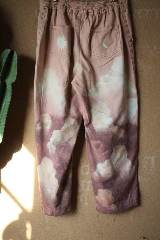 Medium/Large - Blush Cloudy Day Puddle Pants - Heavy duty 100% Cotton CAnvas - A Zhinh Original design pants - Regenerazhinh