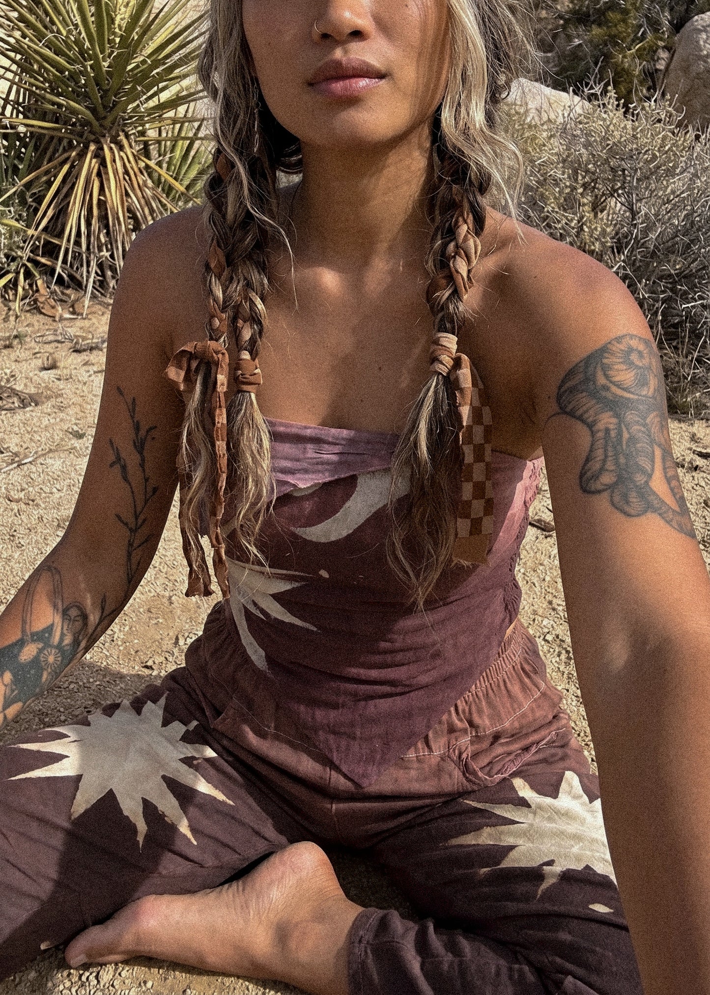 Small -Mauve Celestial Starburst  Origami Tube Top- Back Shirring stretch - Lotus "silk" lining- 100% Organic Kala Cotton exterior fabric
