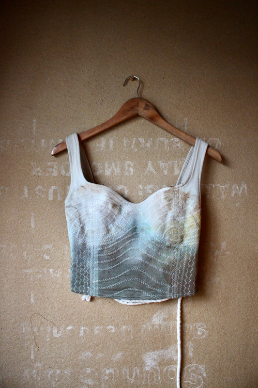 Small -The Garnierita Continuum Corset Top - Full Length- RTS - Sewing Machine Hand guided stitch details