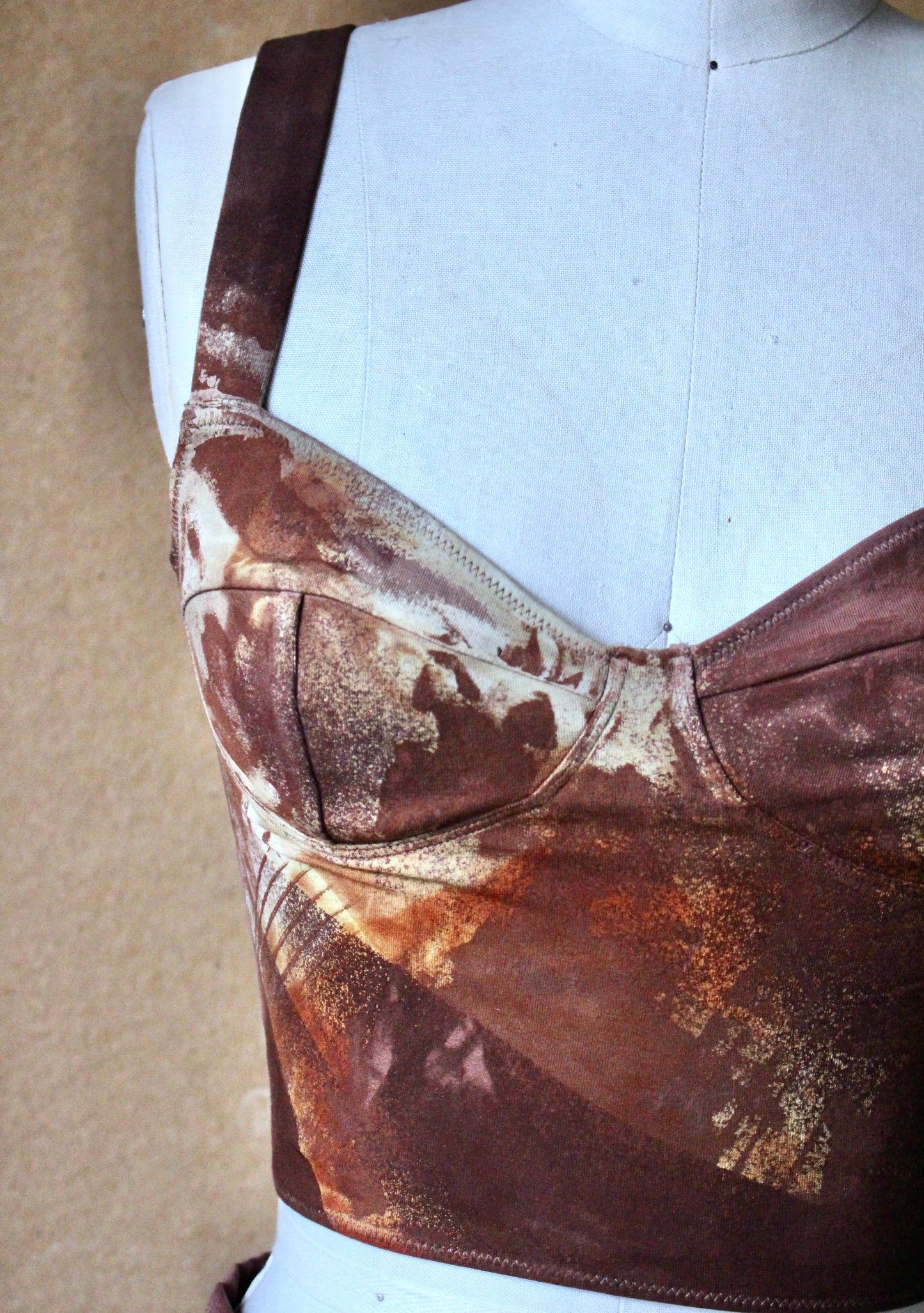 Small- OXIDATE- Rusty- Cotton Corset Bustier Pull over Tank Top- 90% Organic Cotton, 10% Elastane - 4 way stretch- OOAK