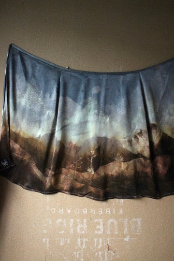 M/L - Look For the Silver Lining - Landscape Tapestry Wrap Skirt - Orange peel agricultural waste "silk"