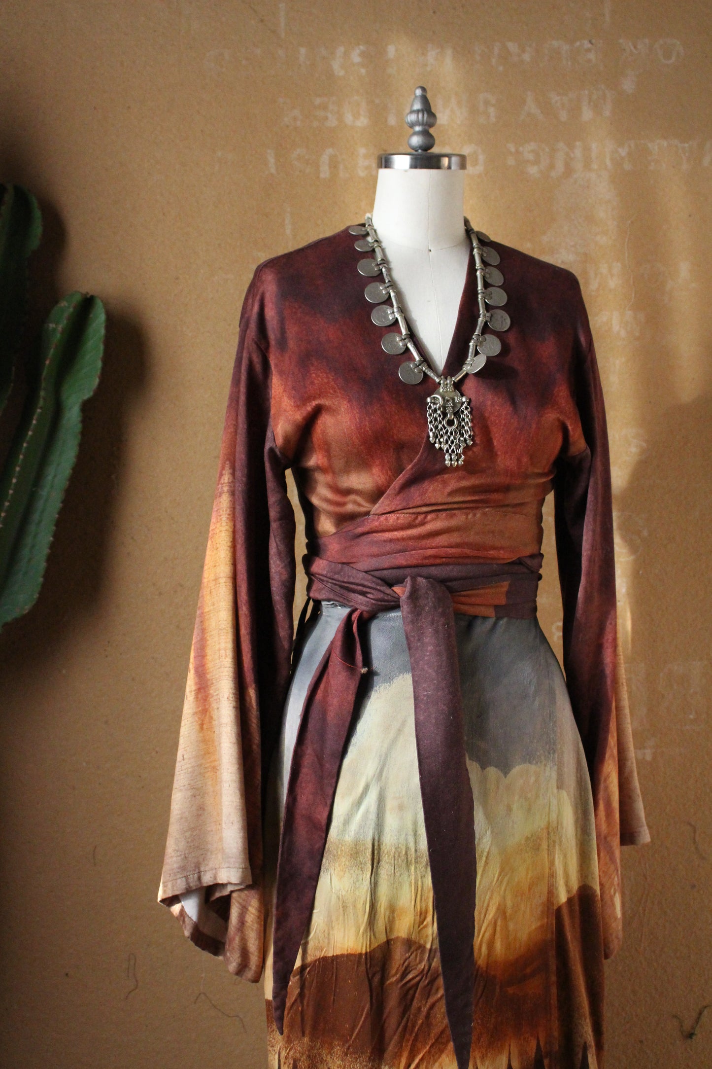1 PRE-ORDER Slot - OXIDATION Of the World - Kimono Wrap top - Rusty Sign in Thailand - Milky Lotus Waste Fabric- XS/S  S/M.  M/L